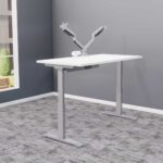 Single Sit-Stand with dual gaslift monitor arms