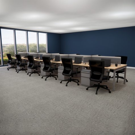 12 Stretch workstations with charcoil gray fabric