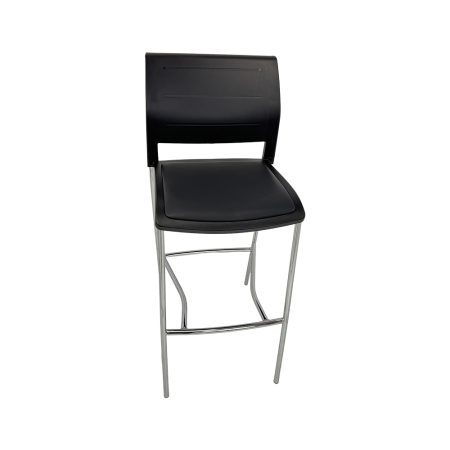 Black Cafe Stool with Padded Seat 1