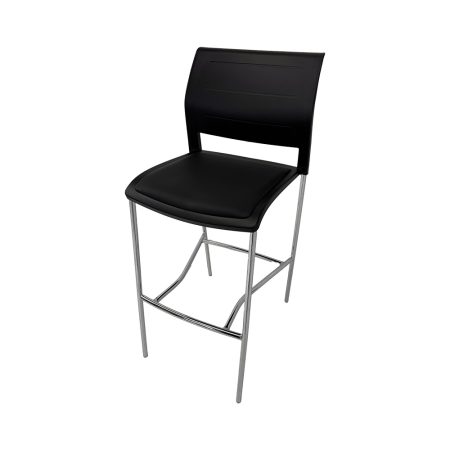 Black Cafe Stool with Padded Seat 2