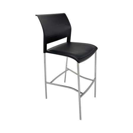 Black Cafe Stool with Padded Seat 7