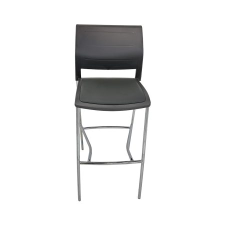Gray Cafe Stool with Padded Seat 1