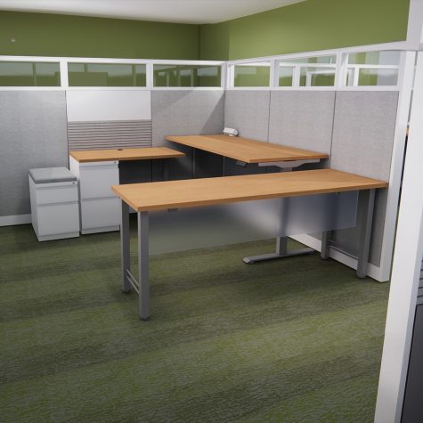 INTERIOR VIEW - CUBICLE WITH GLASS STACKERS