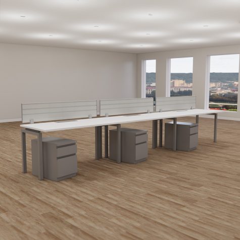 STRETCH - RUN OF 3 Workstations with pedestals and metal screens