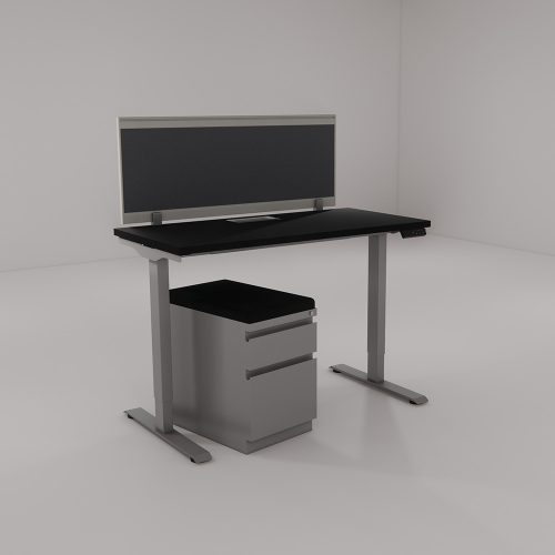 black Fabric Screen and Worksfurace SIT-STAND DESK